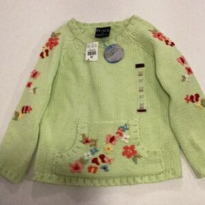 Floral Knit Sweater in Light Green